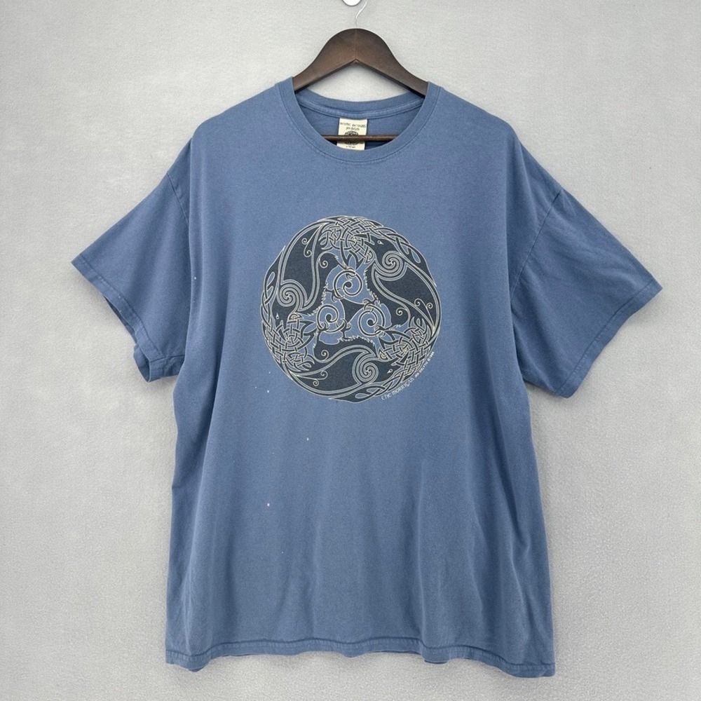 VTG 1996 Jen Delyth Keltic Designs The Morrigan T-Shirt XL Blue Made USA 1990s - Picture 2 of 11